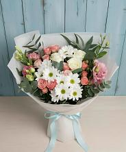 Букет цветов из:  Розы, Лизиантусы и Хризантемы в Братках