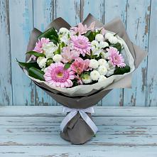 Букет цветов из:  Герберы, Альстромерии и Хризантемы в Братках