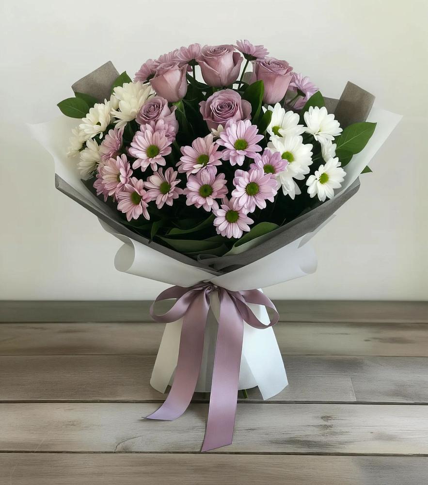 Букет цветов из: Хризантемы и Розы в Братках