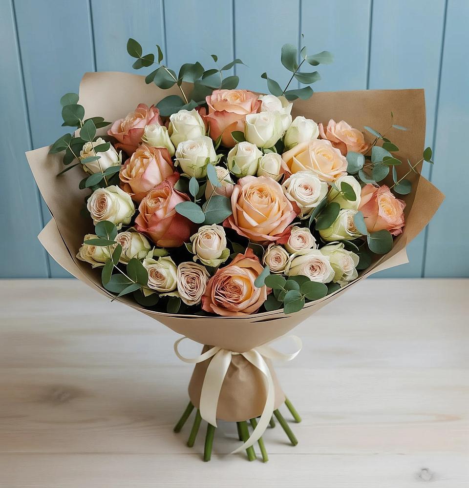 Букет цветов из: Альстромерии и Розы в Братках