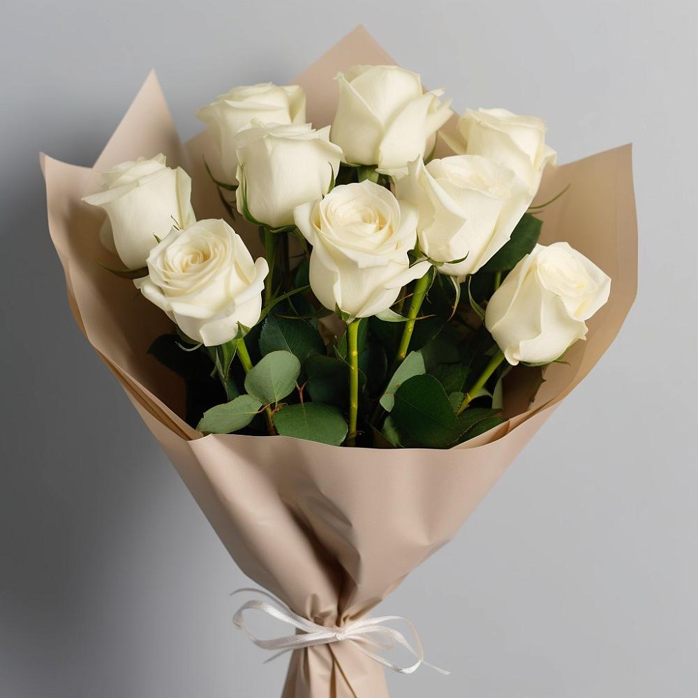 Букет 9 Белых роз Эдлесс Лав в Братках