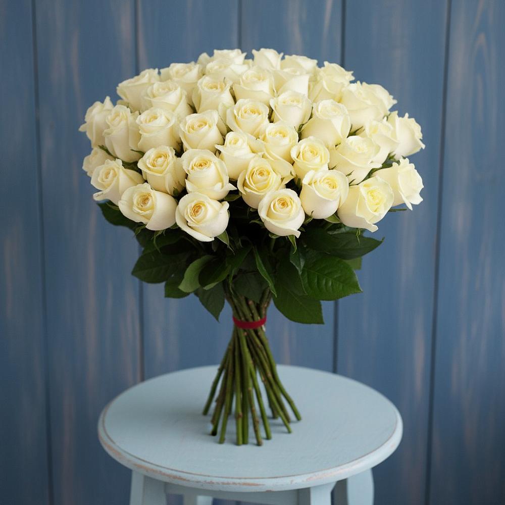 Букет 51 Белая роза Эдлесс Лав в Братках