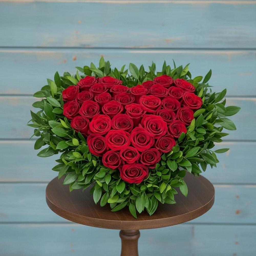 Цветочная композиция из Розы в виде сердца в Братках