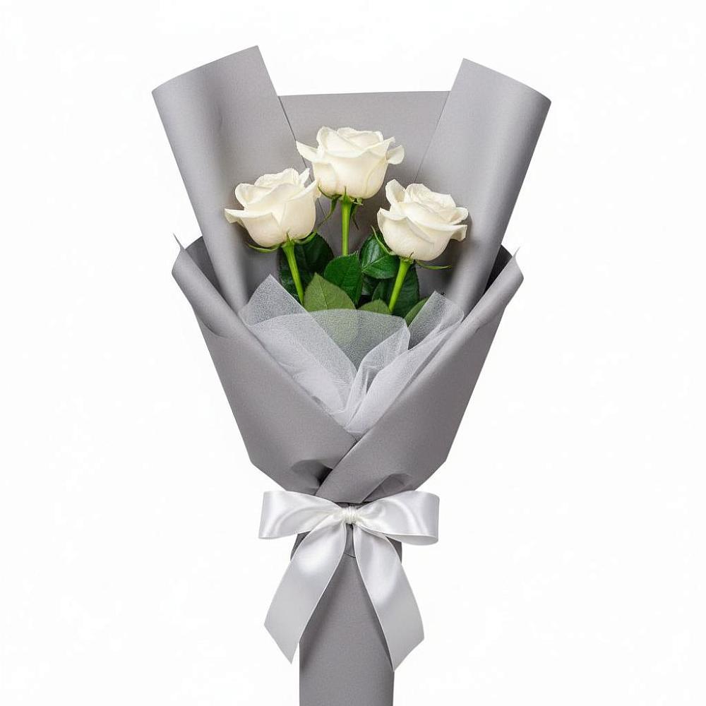 Букет 3 белые розы в Братках