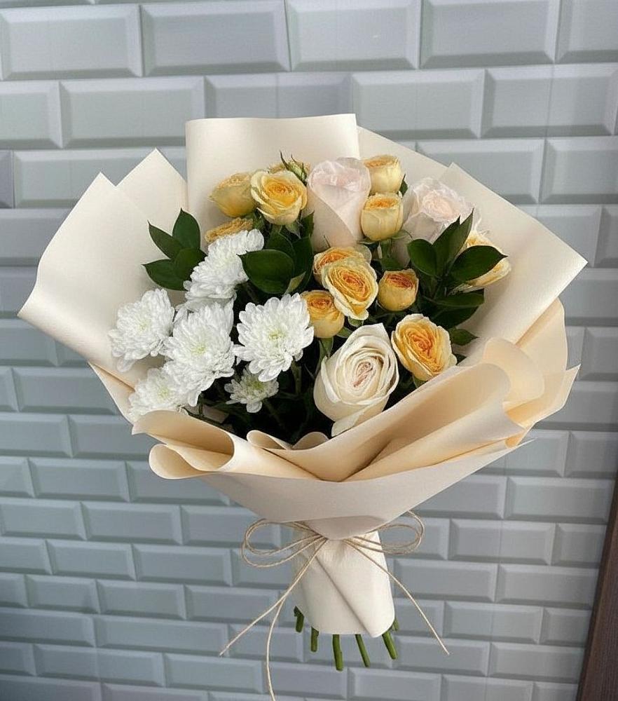 Букет цветов из: Розы и Хризантемы в Братках