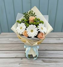 Букет цветов из:  Герберы, Розы и Хризантемы в Братках