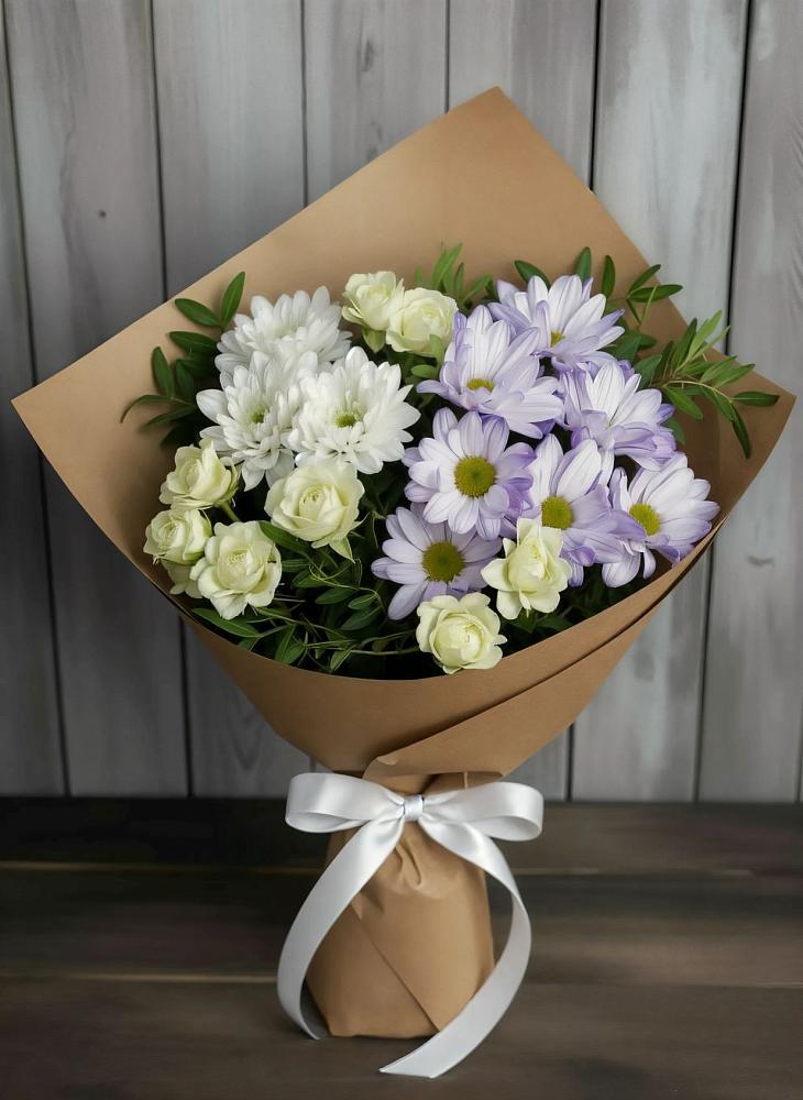 Букет цветов из: Хризантемы и Розы в Братках